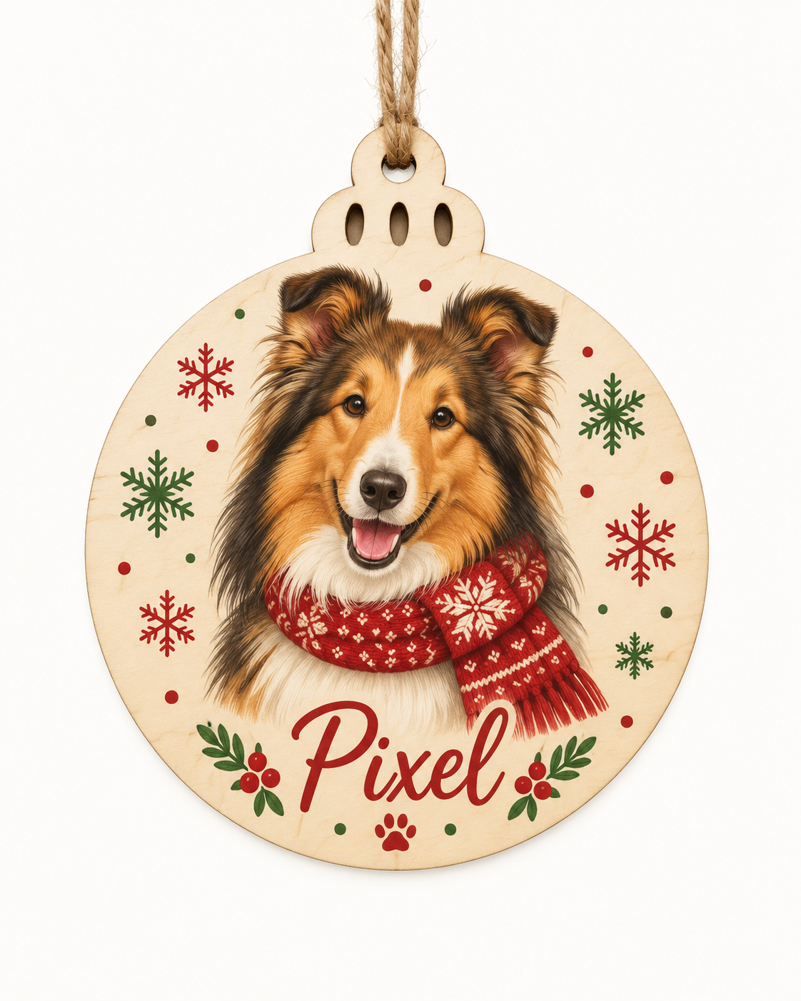 Runder Holz-Weihnachtsanhänger mit UV-Druck