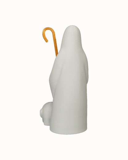 Hirte mit Schaf, Seitenansicht