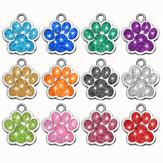 Personalisierte Glitzer-Haustiermarke mit Gravur – 12 Farben