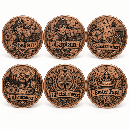 Personalisierte Messingmünze mit Lasergravur – Ø 4 cm