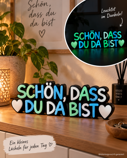 Personalisierter 3D-Schriftzug mit Glow-in-the-Dark-Effekt