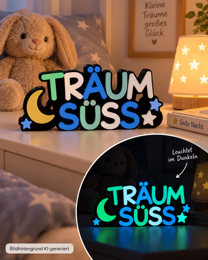 Personalisierter 3D-Schriftzug mit Glow-in-the-Dark-Effekt