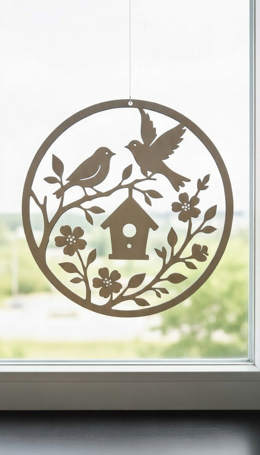 Ornament Vögel und Vogelhaus