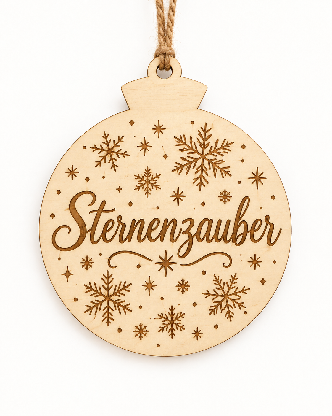 Runder Holz-Weihnachtsanhänger mit personalisierter Lasergravur – Beispiel 6