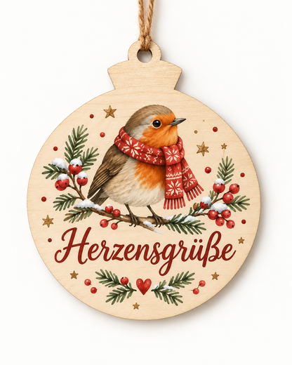 Runder Holz-Weihnachtsanhänger mit personalisiertem UV-Druck – Beispiel 5