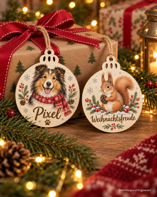 Runder Holz-Weihnachtsanhänger mit UV-Druck