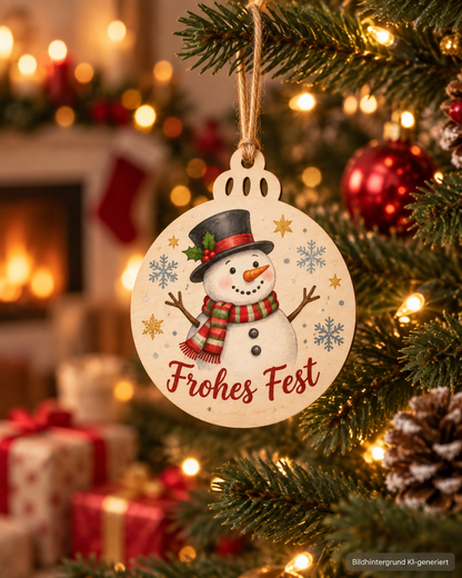 Runder Holz-Weihnachtsanhänger mit UV-Druck