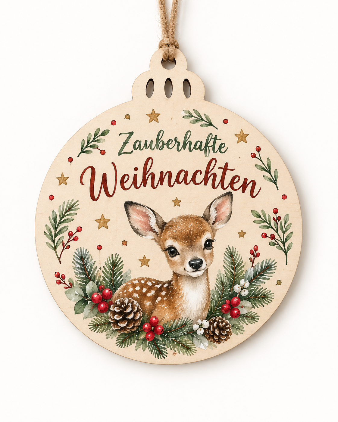 Runder Holz-Weihnachtsanhänger mit UV-Druck