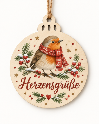 Runder Holz-Weihnachtsanhänger mit UV-Druck