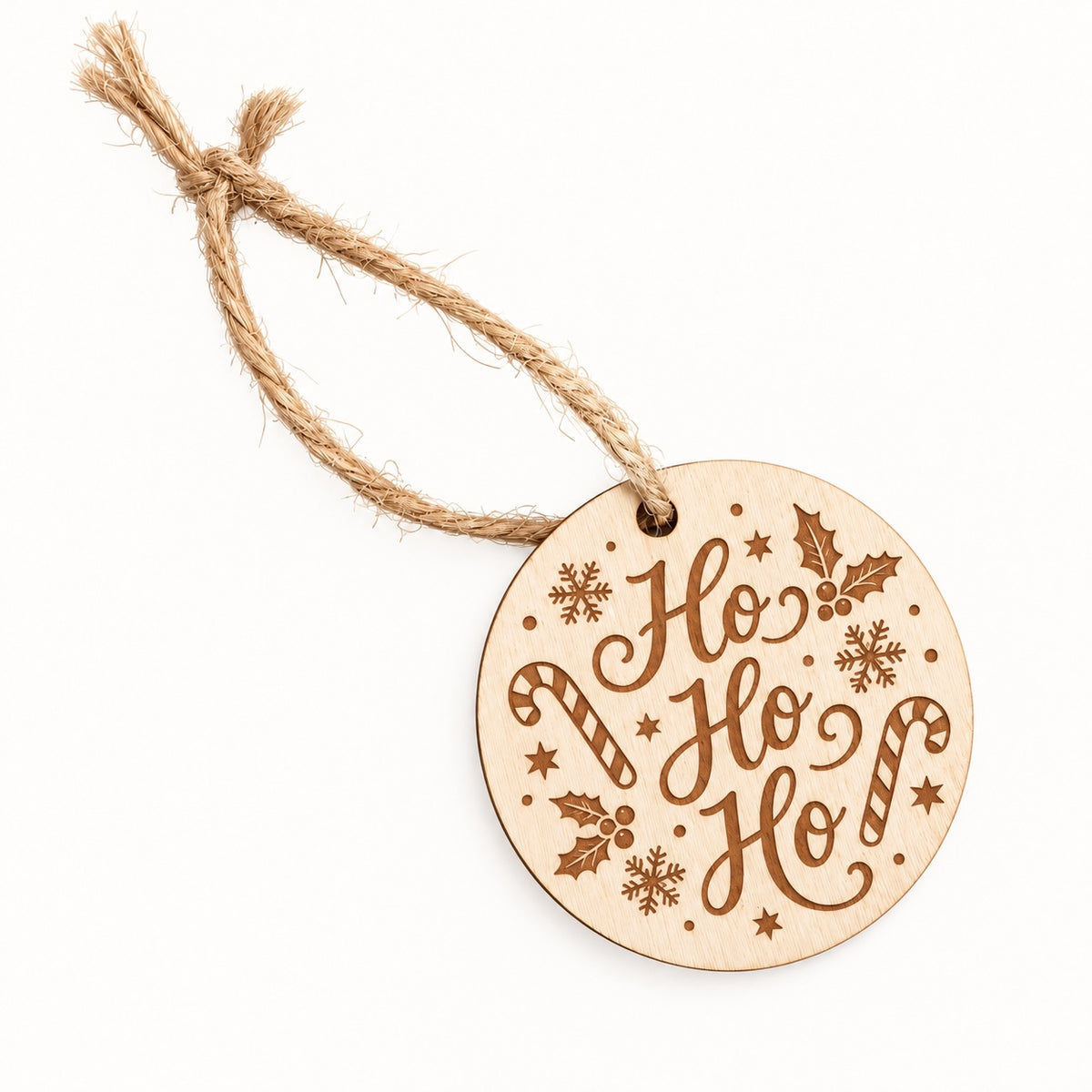 Holz-Geschenkanhänger mit Gravur Ho Ho Ho