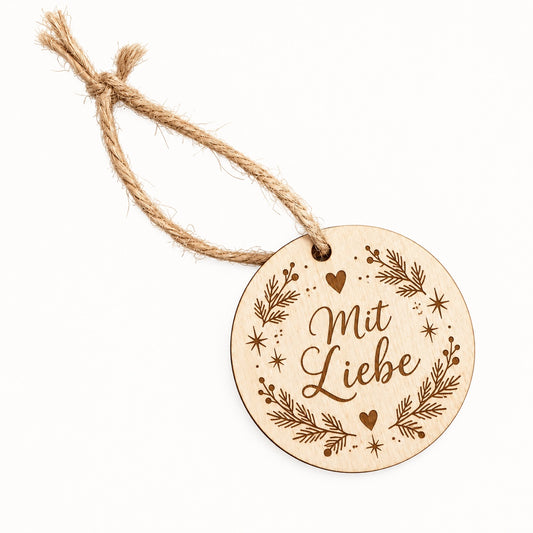 Holz-Geschenkanhänger mit Gravur Mit Liebe