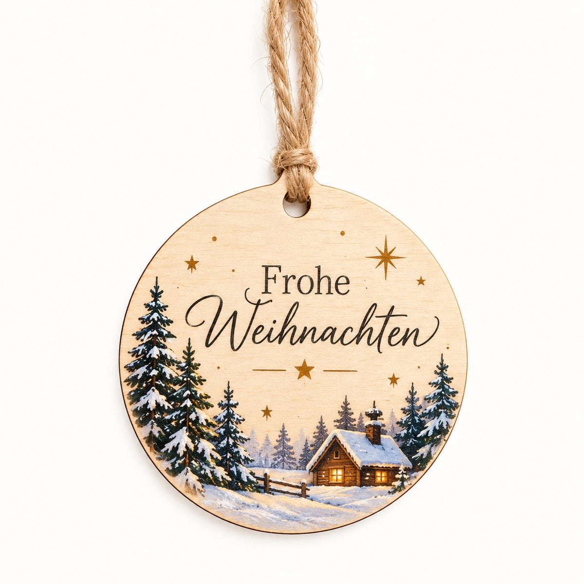 Personalisierter Holz-Geschenkanhänger mit UV-Druck – Frohe Weihnachten