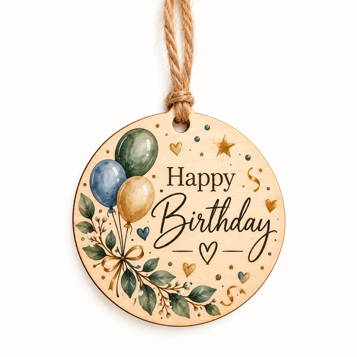 Personalisierter Holz-Geschenkanhänger mit UV-Druck – Happy Birthday