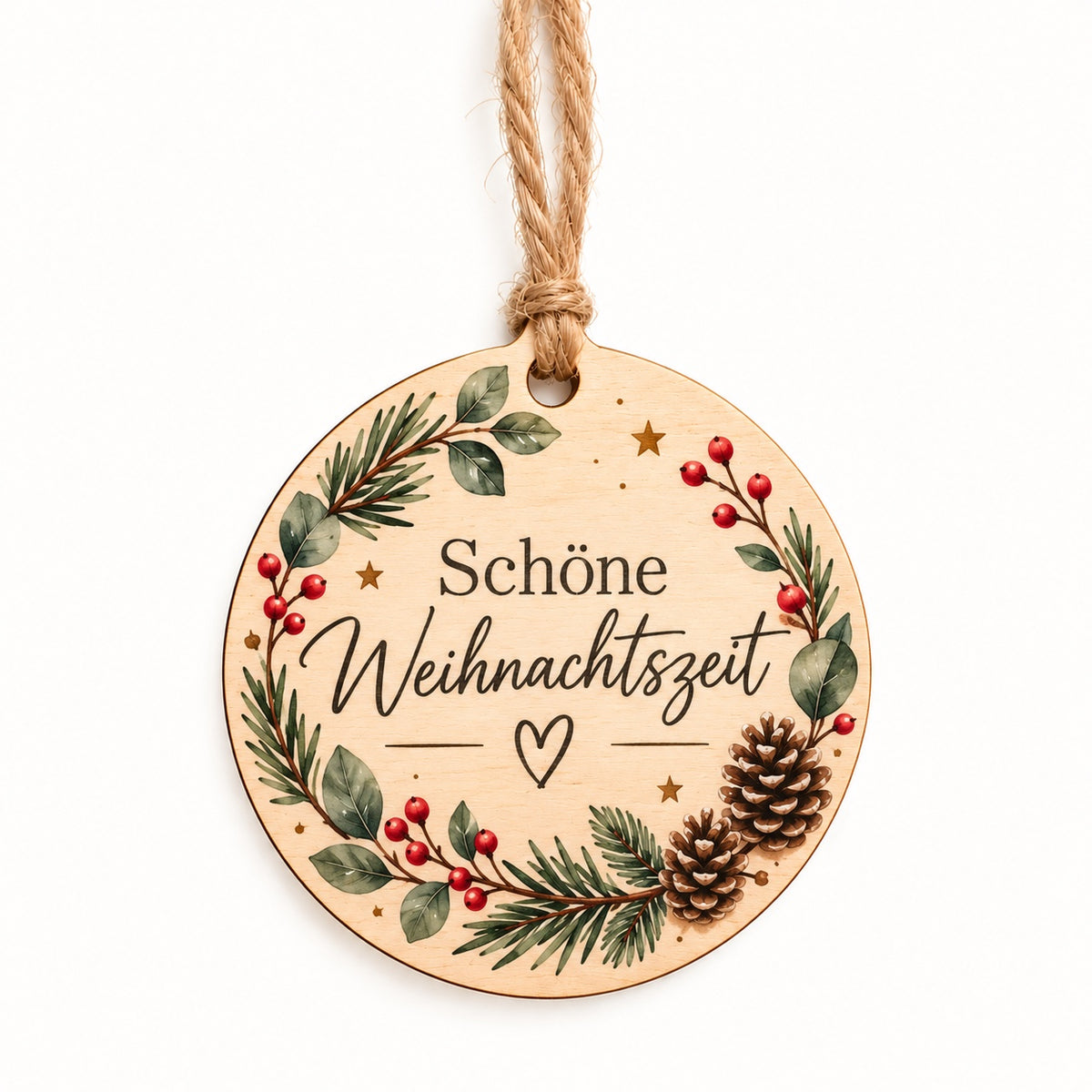 Holz-Geschenkanhänger mit farbigem UV-Druck – Schöne Weihnachtszeit