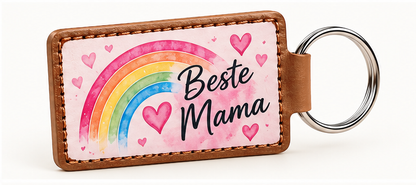 Kunstleder-Schlüsselanhänger mit UV-Druck – Mama Motiv