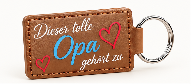 Kunstleder-Schlüsselanhänger mit UV-Druck – Opa Motiv