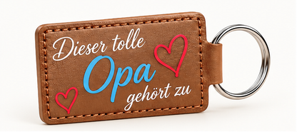 Kunstleder-Schlüsselanhänger mit UV-Druck – Opa Motiv